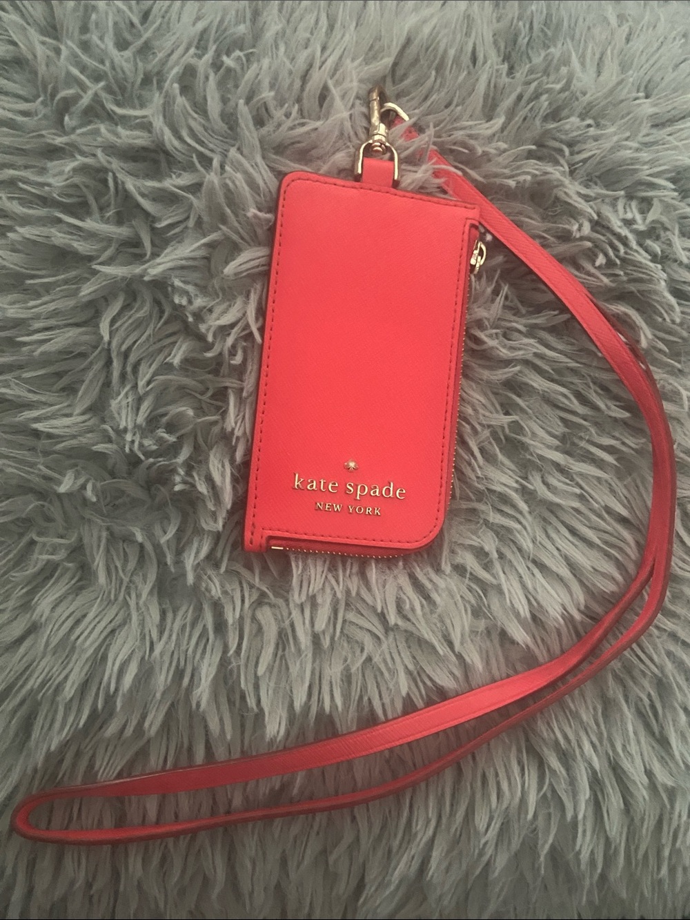 NWT KATE SPADE STACI CARD CASE LANYARD- in digital red